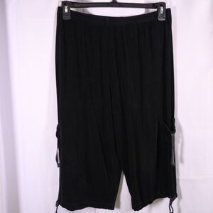 Chicos Travelers 3 Womens 16 Black Indiya Capri Pants Drawstring Hem High Rise